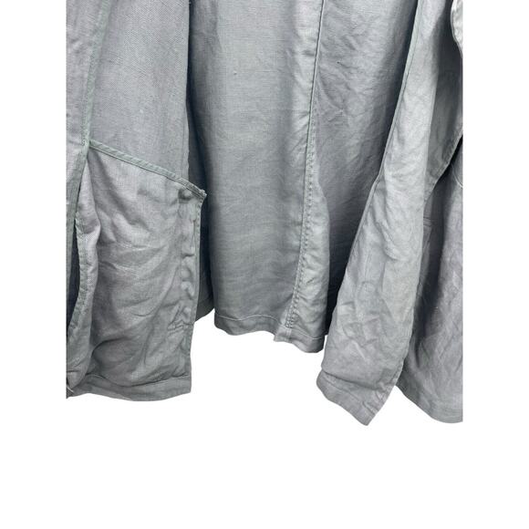 Eileen Fisher Woman Draped Open Front Jacket Organic Linen Blue Size 2X - Picture 8 of 11